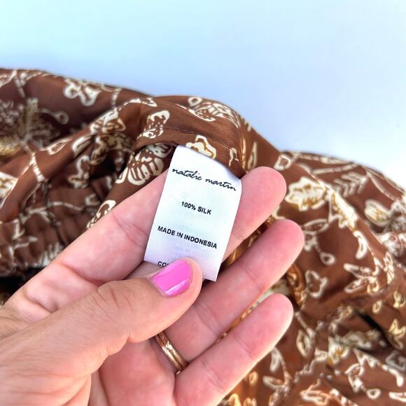 New Natalie Martin Maggie Dress Long Sleeve Short Mini Large Brown Maple NWT - Picture 10 of 11